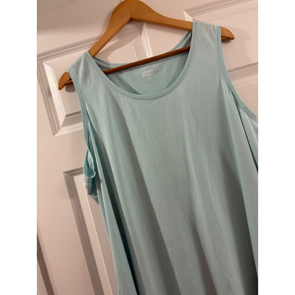 Lands End Womens Light Blue 100% Cotton Scoop Neck Tank Top 2X 20W-22W